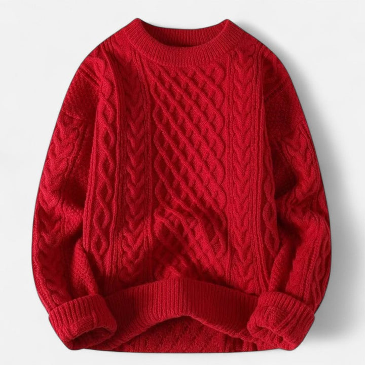 Herre Sweater med Kabelstrik - Rund Hals