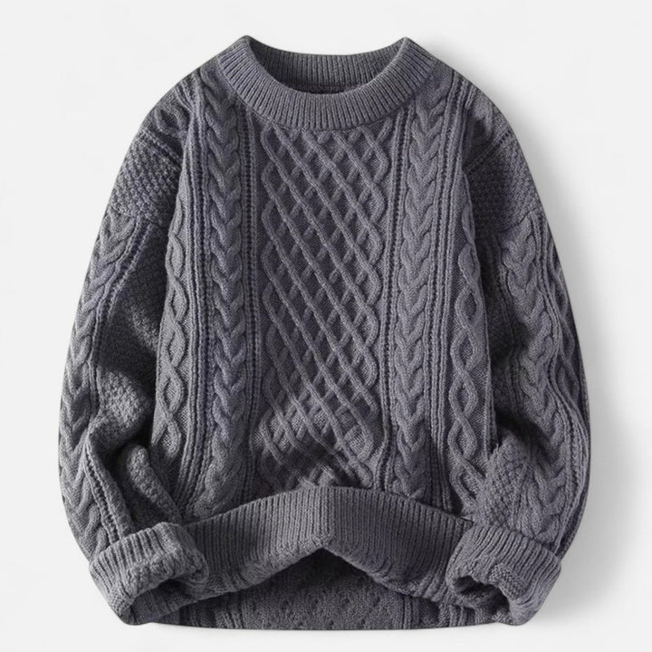 Herre Sweater med Kabelstrik - Rund Hals