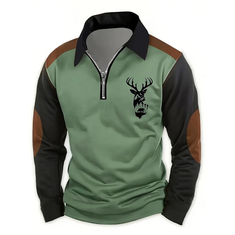 Herres Sweatshirt med Kvart-Zip - Langærmed