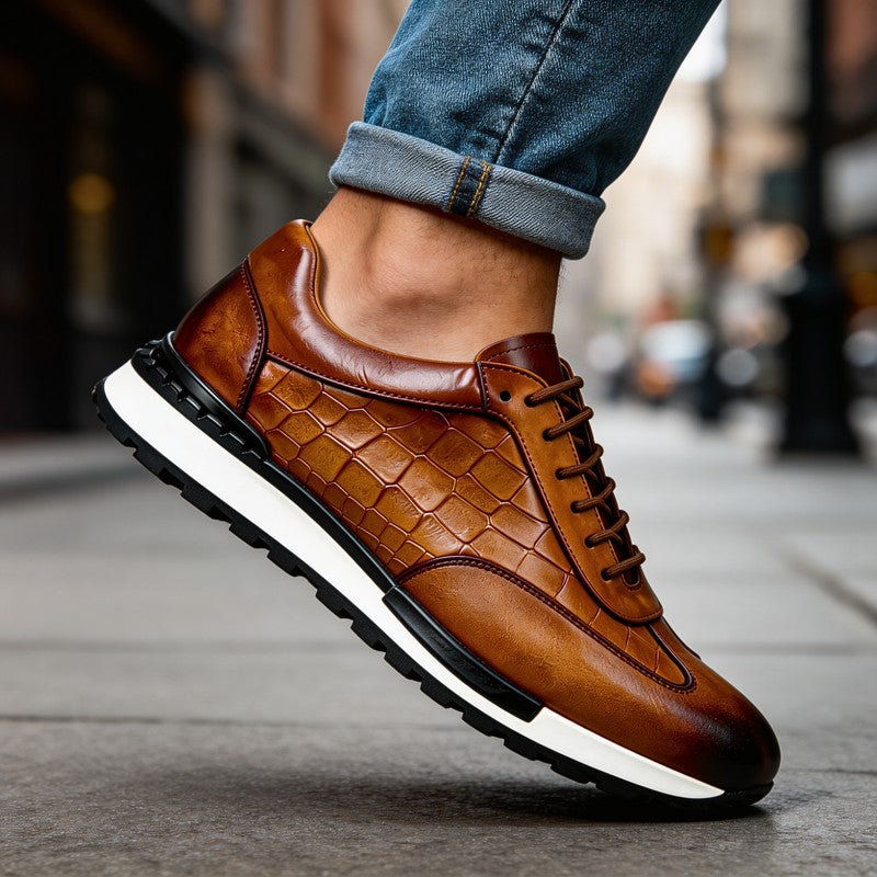 Herresneakers - Croco-embosset