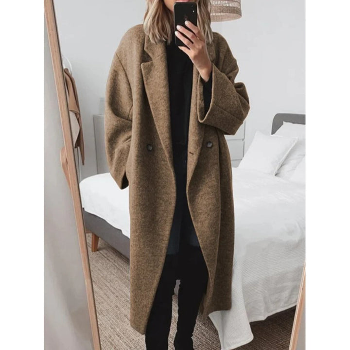 Kvinders lang frakke med notched lapel - Oversized