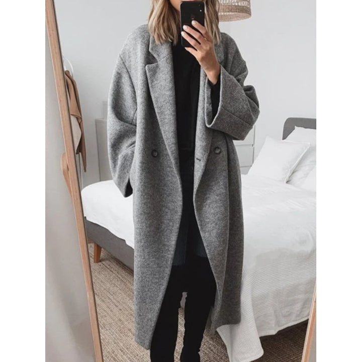 Kvinders lang frakke med notched lapel - Oversized