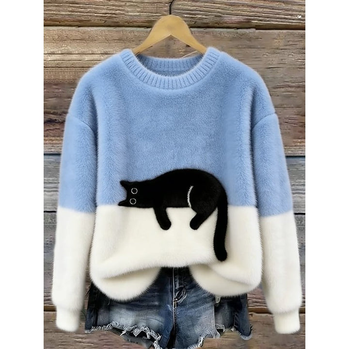 Kvinders Oversized Sweater med Kattegning