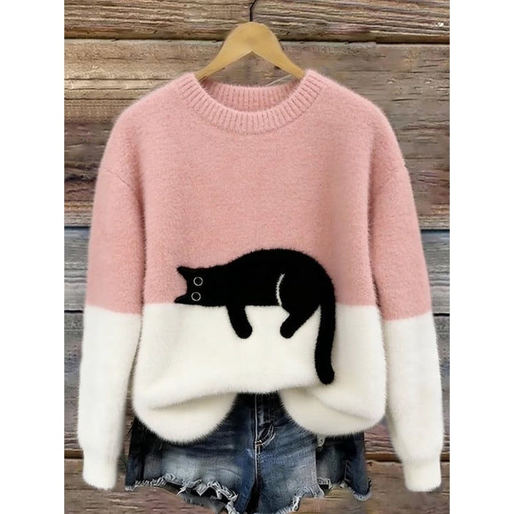 Kvinders Oversized Sweater med Kattegning