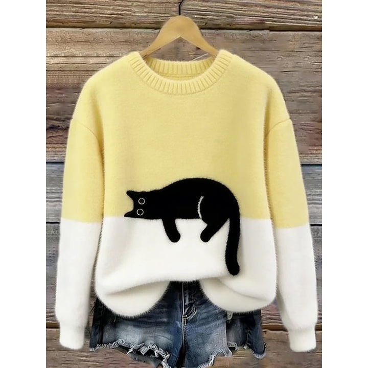 Kvinders Oversized Sweater med Kattegning