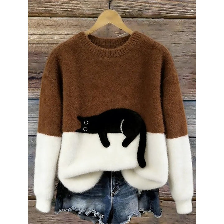 Kvinders Oversized Sweater med Kattegning