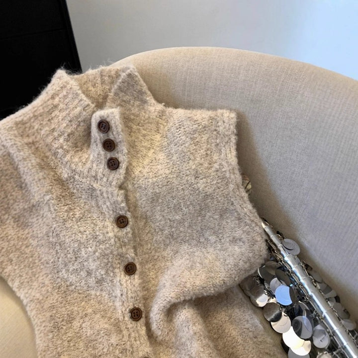 Kvinders ærmeløs cardigan - Knappet front i langline stil