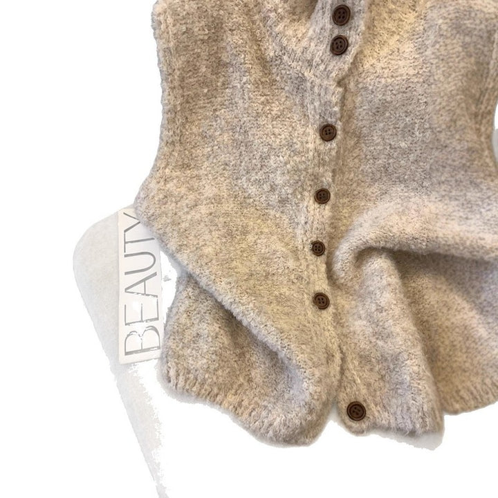 Kvinders ærmeløs cardigan - Knappet front i langline stil