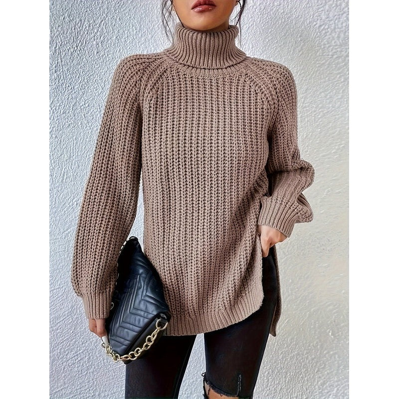 Kvinders turtleneck sweater - Ribstrik og langline