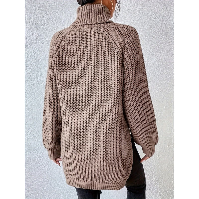 Kvinders turtleneck sweater - Ribstrik og langline