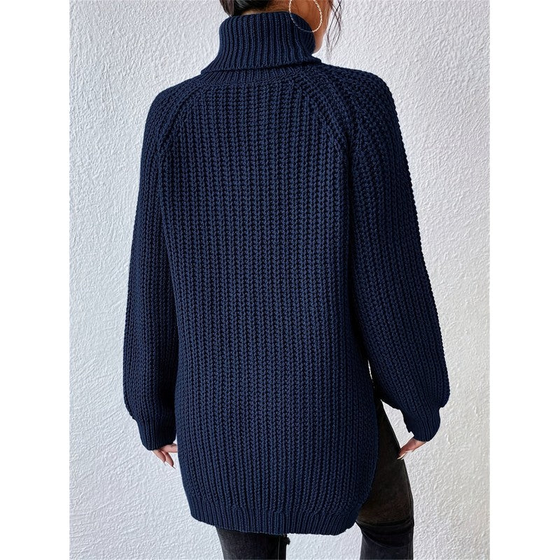 Kvinders turtleneck sweater - Ribstrik og langline