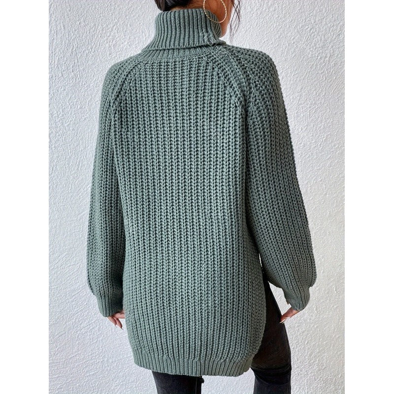 Kvinders turtleneck sweater - Ribstrik og langline