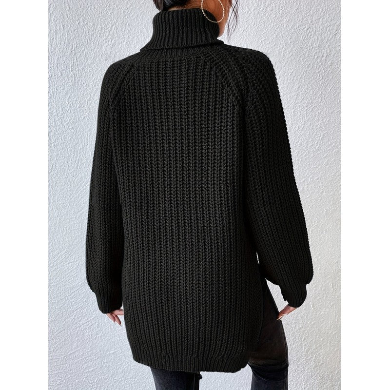 Kvinders turtleneck sweater - Ribstrik og langline