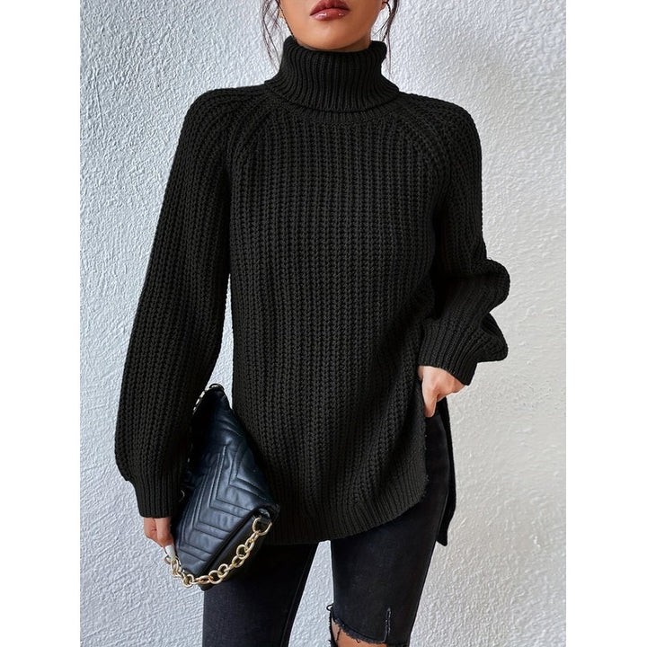 Kvinders turtleneck sweater - Ribstrik og langline