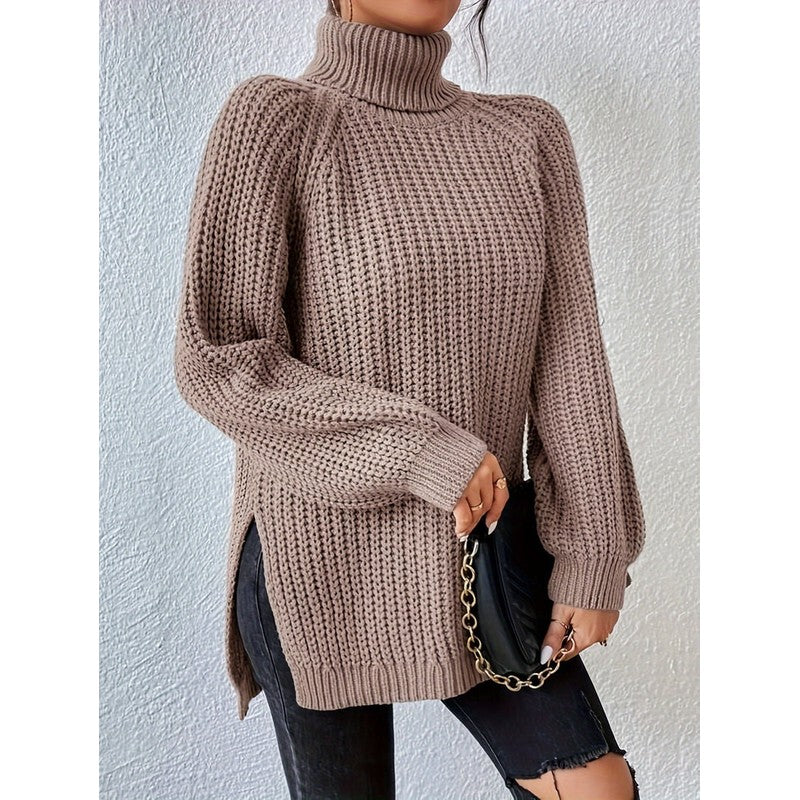 Kvinders turtleneck sweater - Ribstrik og langline
