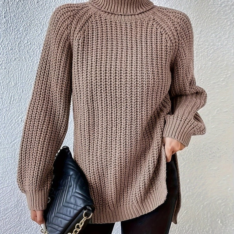 Kvinders turtleneck sweater - Ribstrik og langline