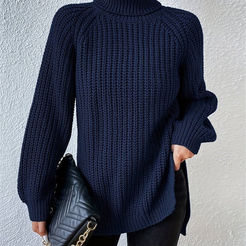 Kvinders turtleneck sweater - Ribstrik og langline