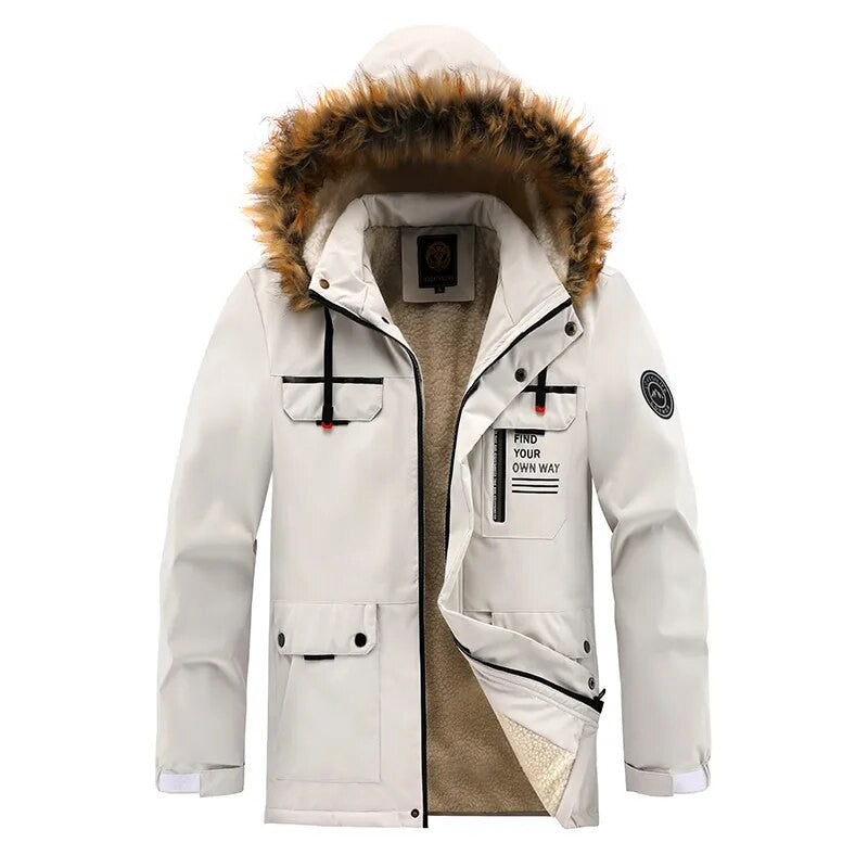 Winter parka med hætte og fleeceforet