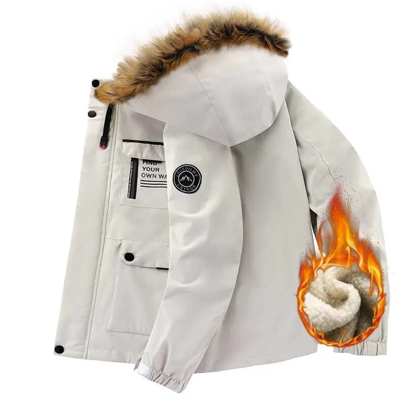 Winter parka med hætte og fleeceforet