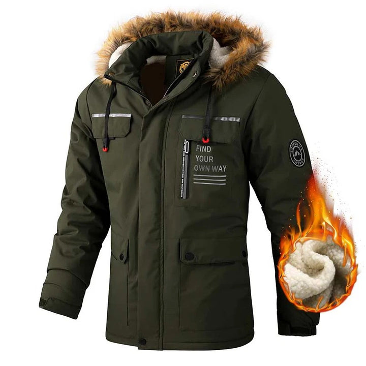Winter parka med hætte og fleeceforet
