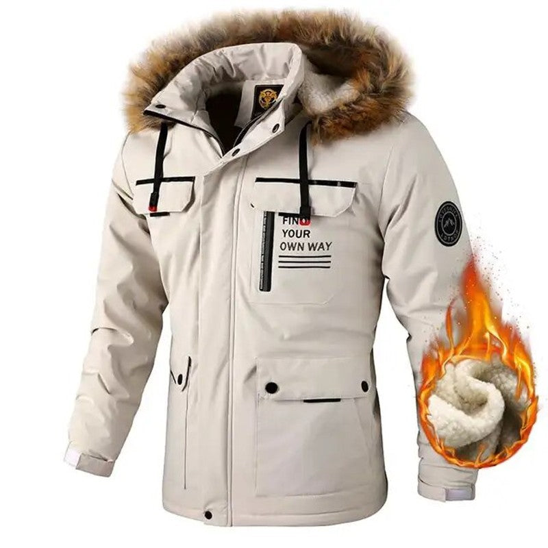 Winter parka med hætte og fleeceforet