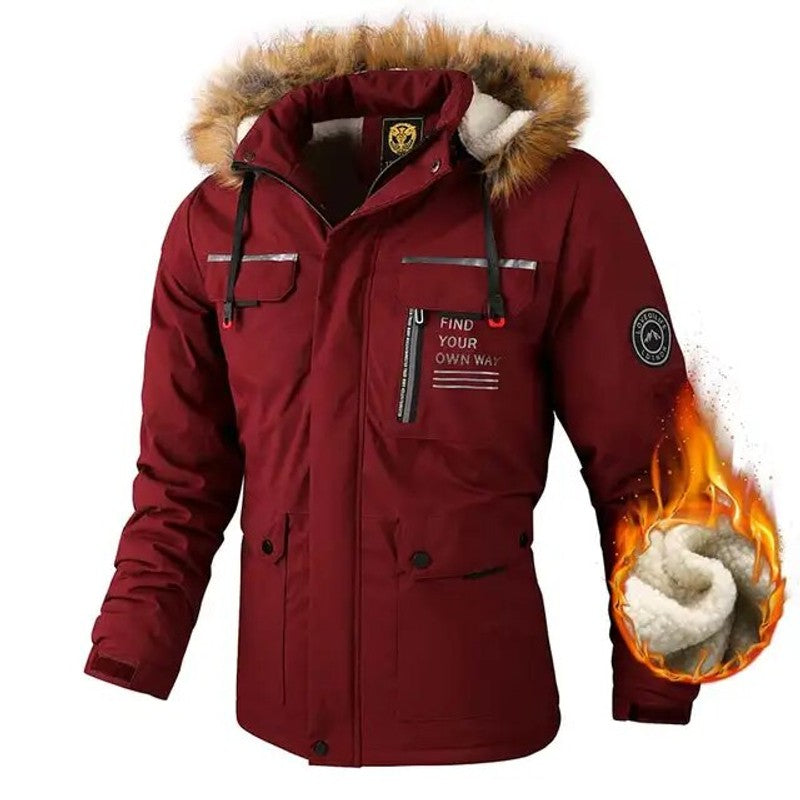 Winter parka med hætte og fleeceforet