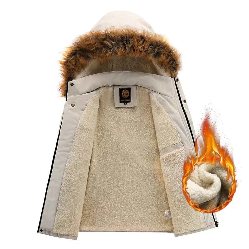 Winter parka med hætte og fleeceforet