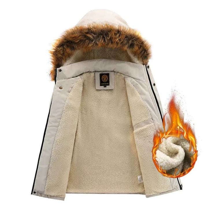 Winter parka med hætte og fleeceforet