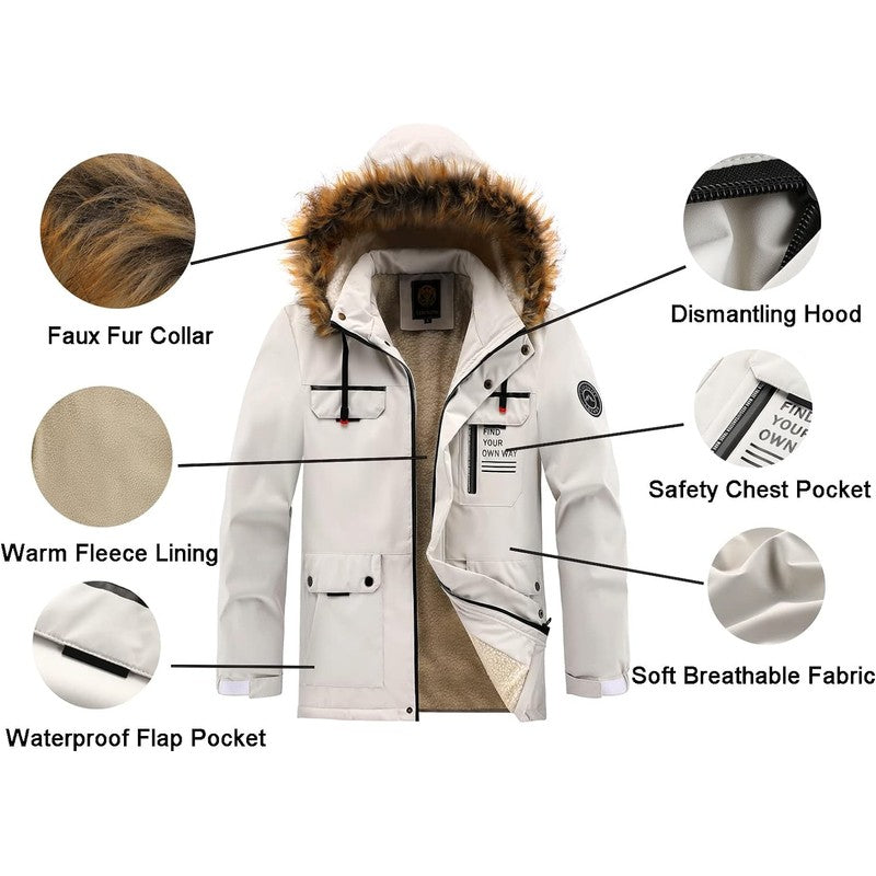 Winter parka med hætte og fleeceforet